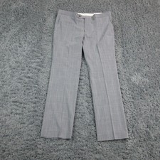 DKNY Dress Pants Mens 34x29 Gray Windowpane Plaid Stretch Trousers 35x28.5 NWT