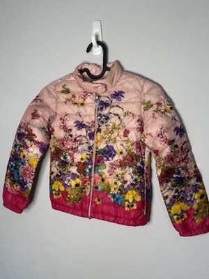Moncler Girls 6Y Floral Down Jacket Pink Flower Print Alisia Giubbotto Authentic