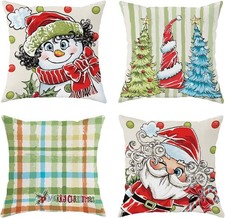 Christmas Throw Pillow Covers 18x18 Set 18" x Pack of 4 , Q Cute Snowman