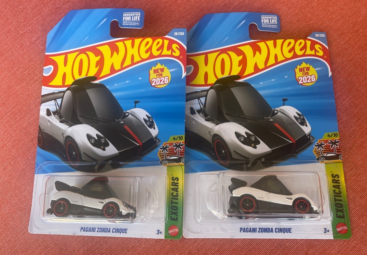 2026 Hot Wheels White Toon'd Pagani Zonda Cinque 26/250 Exoticars