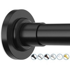 Stainless Steel Shower Curtain Rod,Spring Tension,No Drilling Installation,Black