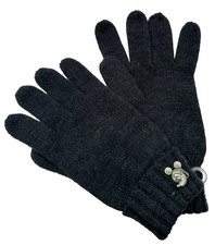 Disney Parks Mickey Mouse Emblem Winter Warm Adult Gloves Fuzzy Dark Grey - NEW