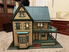 The Victorian Farmhouse handmade lighed large dollhouse, preowned