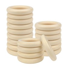 20 Pcs Unfinished Wooden Rings for Crafts, 70mm/2.7inch Natural Wood Rings Wi...