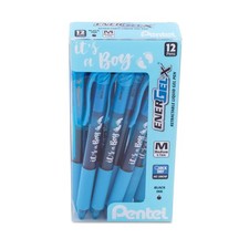 It's a Boy - Pentel EnerGel-X Retractable Gel Pen, 0.7mm, Black Ink, Box of 12