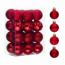 24ct 1.57" Small Mini Little Christmas Ornaments Set for Tree Decorations, Re...