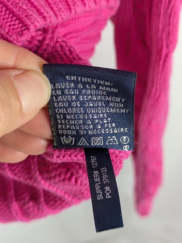 Ralph Lauren Sport Hot Pink Pony Cable Knit Crew Neck Sweater Womens M Preppy - Picture 7 of 10