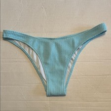 PINK Victoria's Secret Light Blue Bikini Bottom Large Cheeky Lined Coastal