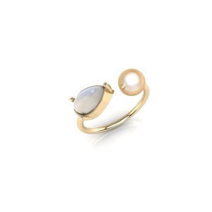 Authentic 925 Sterling Silver Natural Moonstone Pear Ring For June Birthstone Women