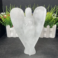 1.7LB 6.7" Natural Clear Quartz  Angel Carving Quartz Crystal Reiki Healing