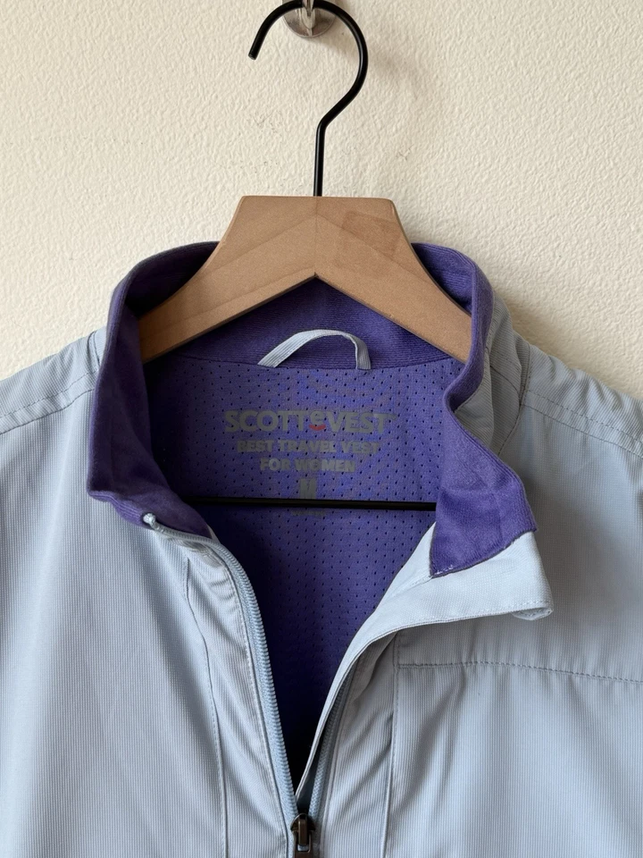 Womens ScotteVest Best Travel Vest Jacket Coat Blue Purple 24 Pockets - Image 2 of 4