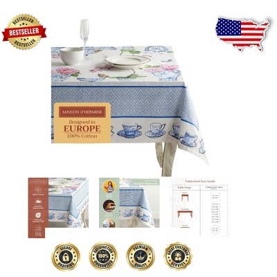 Canton 100% Cotton Washable Tablecloth 60x90'' for Weddings & Parties