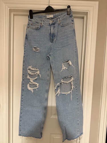 Primark Blue Wide Leg Ripped Jeans Great Condition - Picture 3 of 4