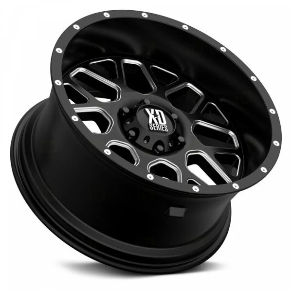 22X12 XD820 GRENADE WHEELS RIMS SIERRA RAM SILVERADO 1500 SATIN BLACK MILLED Foto 2 de 4