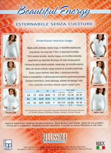 Maglia scollo americano da donna a manica lunga in microfibra Bellissima 072 - Picture 2 of 2