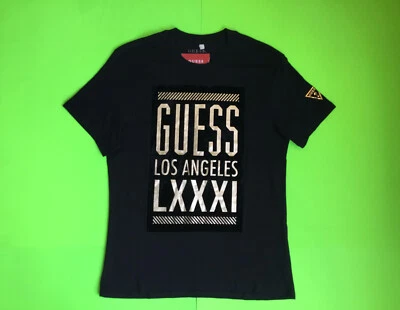 GUESS Los Angeles Men’s Short Sleeve T-Shirt X-LARGE Black w/Gold Cotton NEW - Image 1 of 4