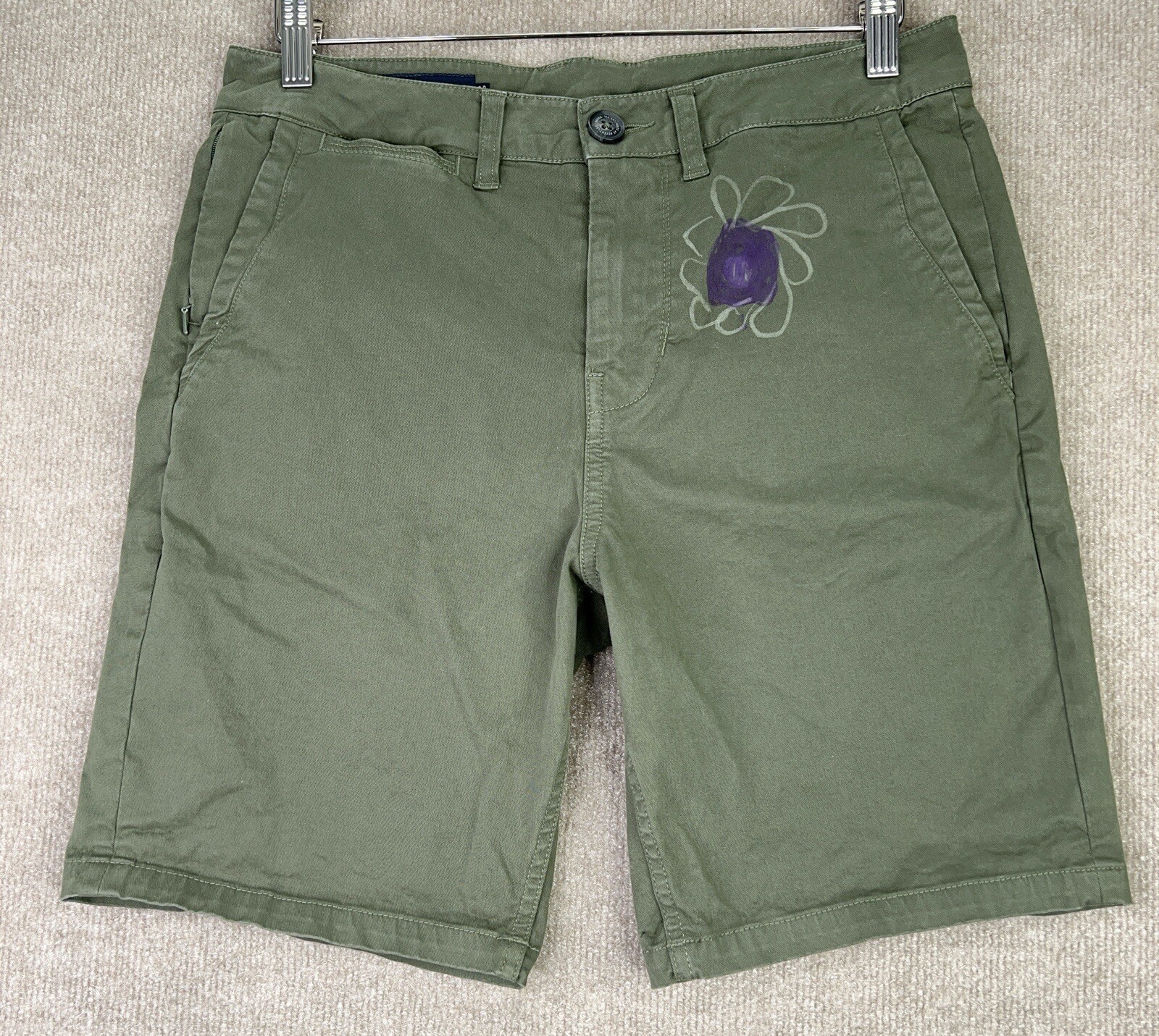 Roark Porter Shorts Mens 30 Brown Cotton Stretch Chino Floral Flower RS277