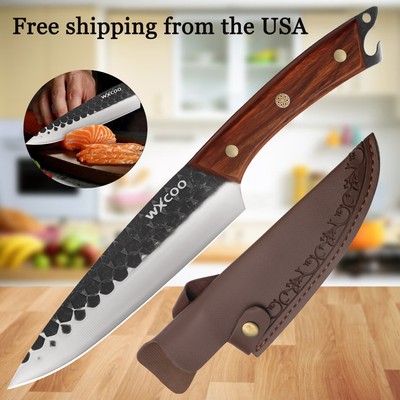Kitchen Chef Knife Meat Cleaver Fruit Knives W/Knife Sheath Fit Outdoor Camping