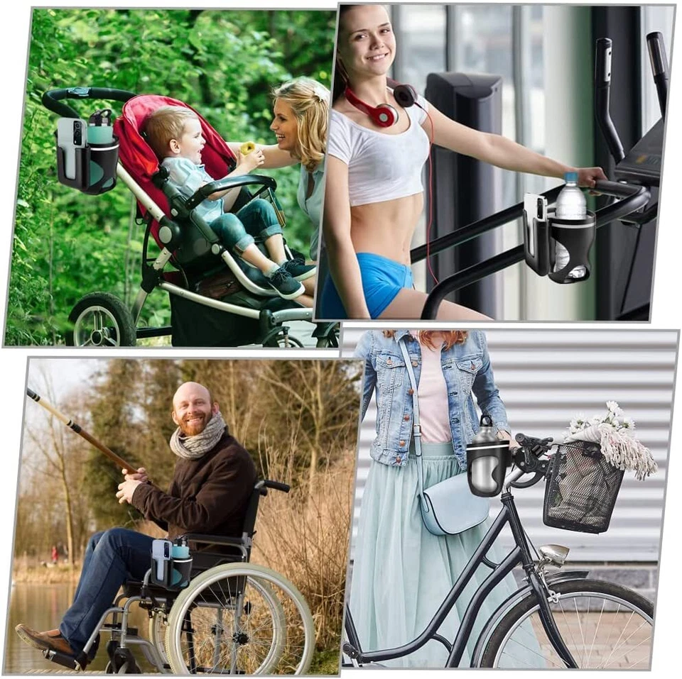 Soporte universal para teléfono para cochecito y taza de bicicleta 2 en 1 para silla de ruedas caminante scooter Foto 4 de 4