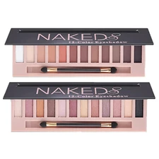 2 Pack 12 Colors Makeup Nude Colors Eyeshadow Palette, Natural Nude 