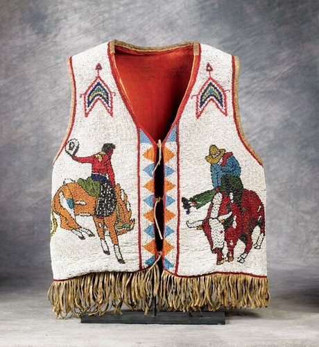 Alte amerikanische Sioux-Stil vollperlenige Powwow Regalia Perlenweste PRV205 - Bild 3 von 4