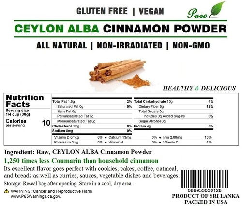 1 LB16oz PURE Premium CEYLON ALBA Cinnamon Powder, SRI LANKA,