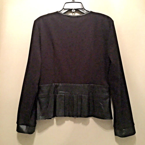 Joseph Ribkoff Strickjacke Kunstlederbesatz Damen 14 schwarz durchgehender Reißverschluss Goldakzent - Bild 2 von 14