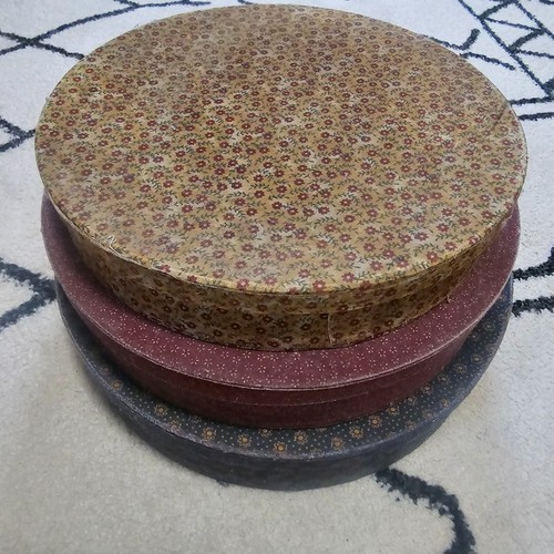 Vintage Round Floral Fabric Gift/Storage Container/Box Set of 3 - Picture 9 of 23