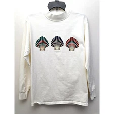 Vintage 90s Sea Shells Puff Print Shirt Adult Hanes Oneita Power Pro Size M USA