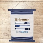 Canvas Wall Hanging Welcome to the Beach with Oars 40cm NEW