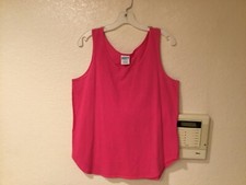Vtg. Tank Top 100% Cotton Curved Hem Melon 40”C”x26”L Size Med. Made in USA