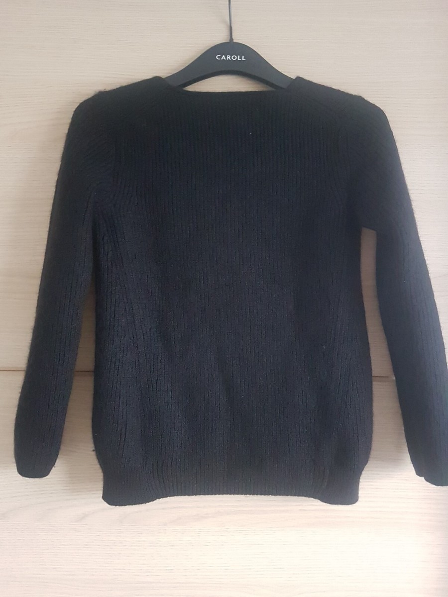 Pull Col V En Cachemire Noir Caroll, Taille XS - Occasion Très Bon état