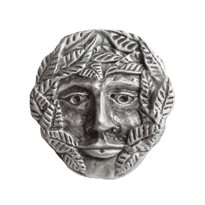 Green Man Pagan Pewter Brosche - Hand Made in United Kingdom