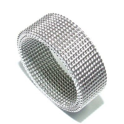 Unisex 8mm Silver Tone Stainless Steel Mesh Flexible Fashion Band Ring Size 5-13
