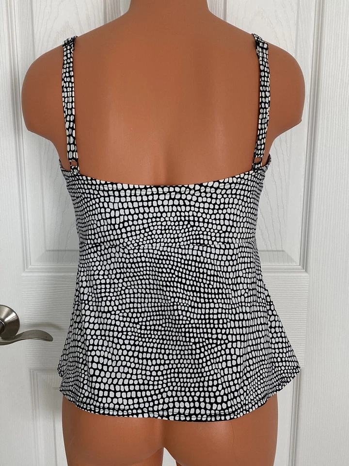 Coco Reef 36D Black/White UW V Neck Tankini Swim Top New w/out Tags - Imagem 3 de 4