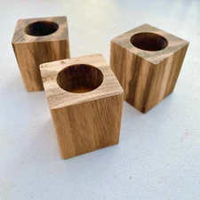 3 Pack Handcrafted Zebra Wood Square Air Plant Holder