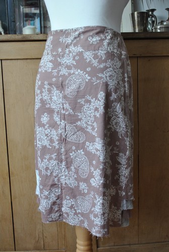 Vila Lagenlook Floral Brown Boho Simple Chic Embroidered Layered Wrap Skirt XS - Picture 5 of 12