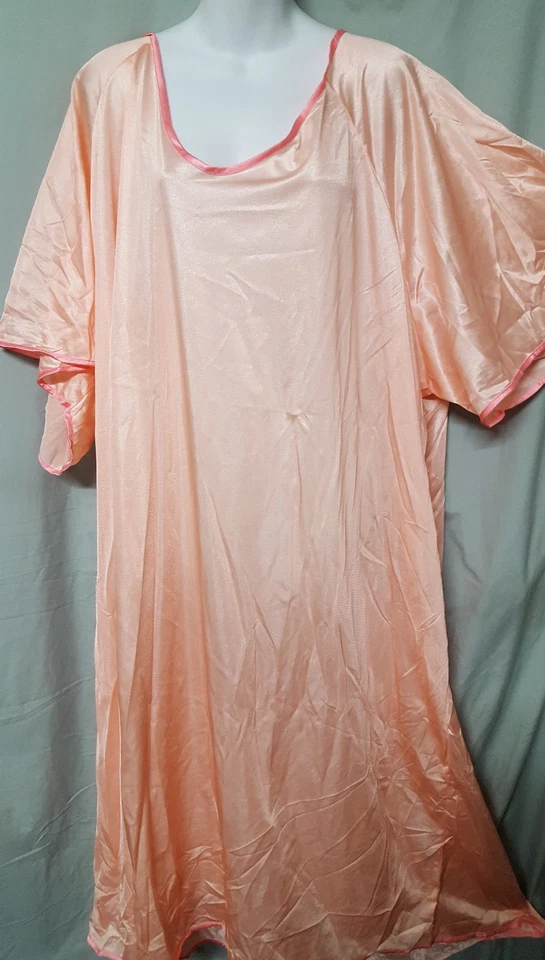 CAMISÓN ROSA MELOCOTÓN HASTA EL TOBILLO Manga Corta SEXY TALLA GRANDE 6X 80" BUSTO Foto 2 de 4