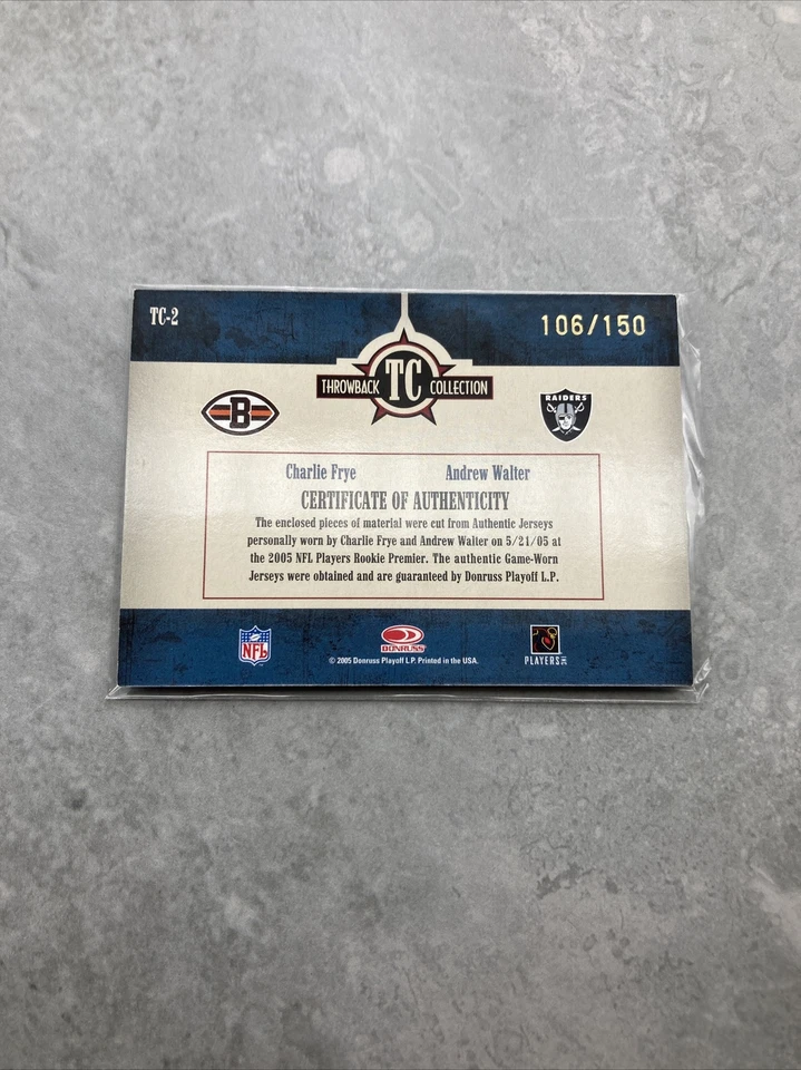 2005 Throwback Thread Throwback Collection Material Charlie Frye/Walter - Image 4 of 4