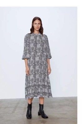 high neck animal print dress