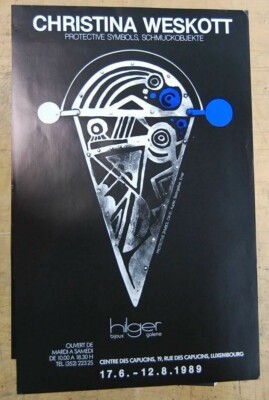 Plakat Christina Weskott 1989 Schmuckobjekte Ausstellung Luxembourg Original TOP