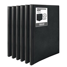 Binder with Plastic Sleeves 12-Pocket 6 Pack Black - Presentation Book 8.5 x ...