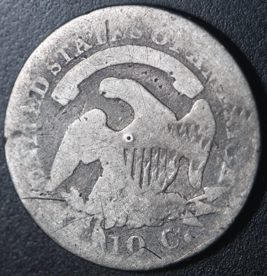 Moneda de diez centavos busto tapado 1824/2 - ¡mejor fecha! Foto 2 de 2