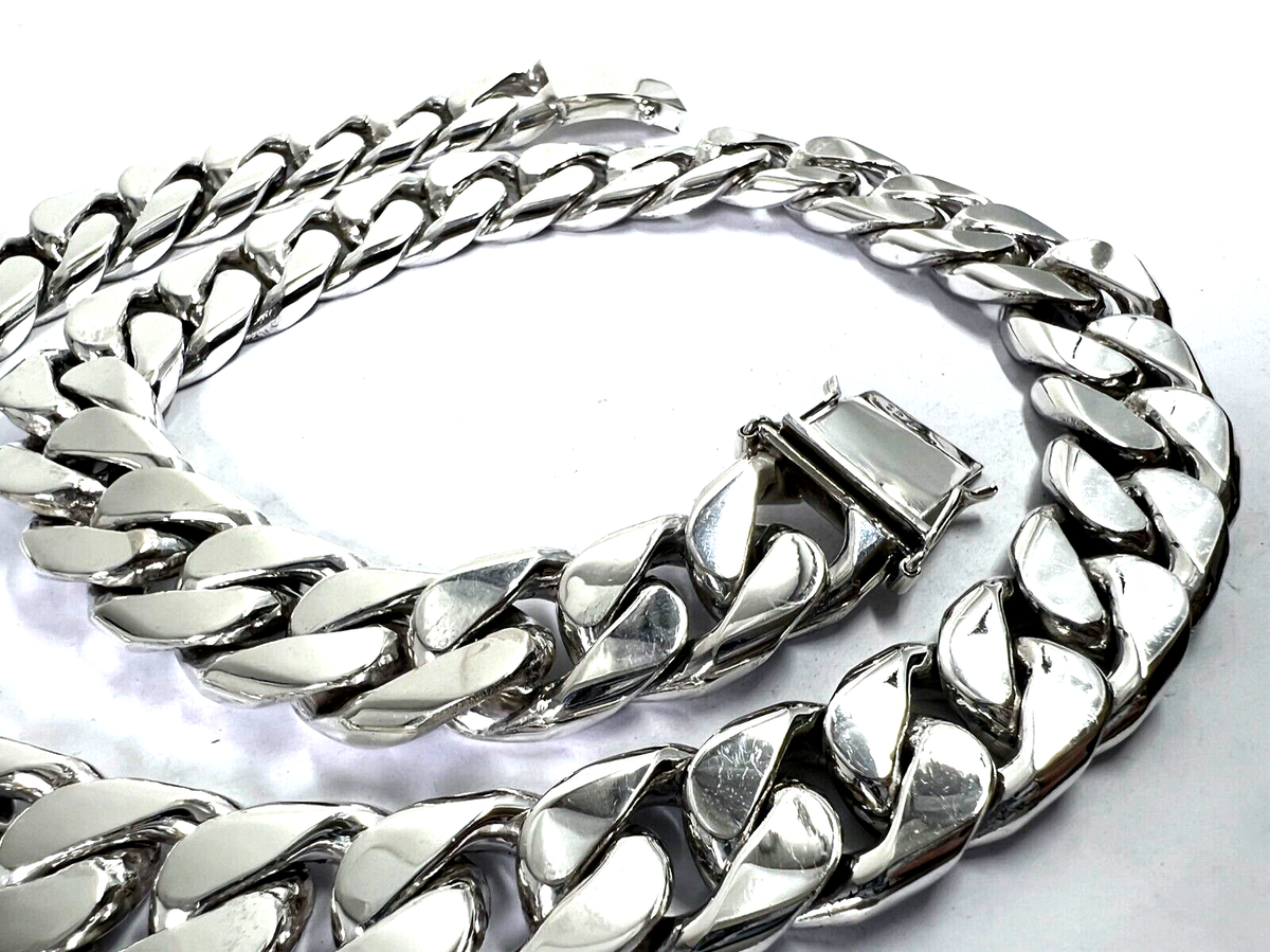 Very Long Heavy Taxco, Mexican 925 Sterling Silver Curb