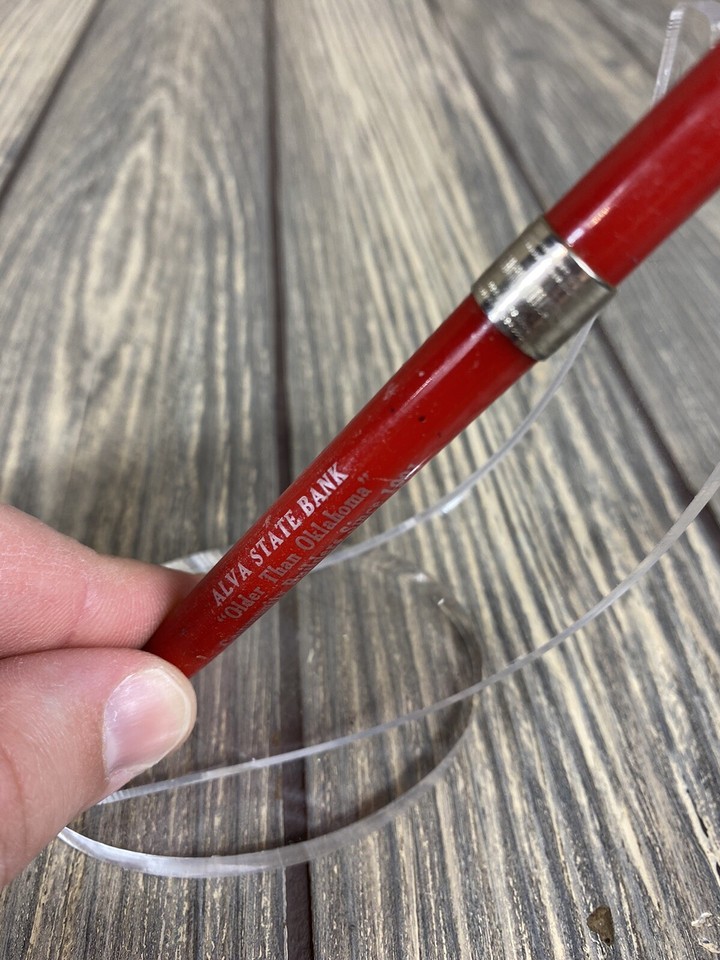 Vintage Alva State Bank Older Than Oklahoma Red Retractable Pen