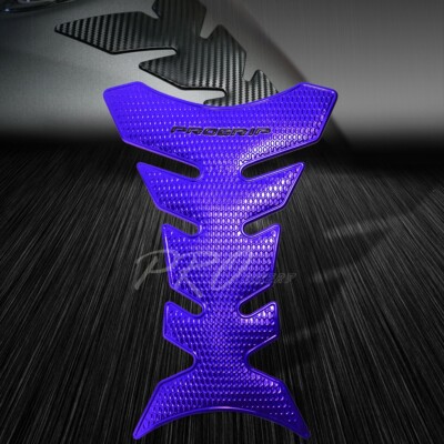 Pro Fuel/Gas Tank Pad Motorcycle/Bike Grip Tough Protector Chrome Perforate Blue