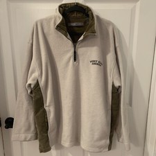 Perry Ellis America Active Men's Logo 1/4 Zip Pullover Fleece Cord Size XL Tan