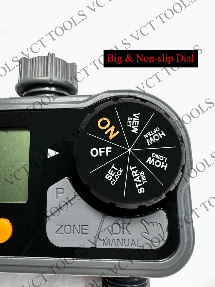 VCT Sprinkler Timer 2 Zone Outdoor Garden Water Hose Timer Big Screen ...