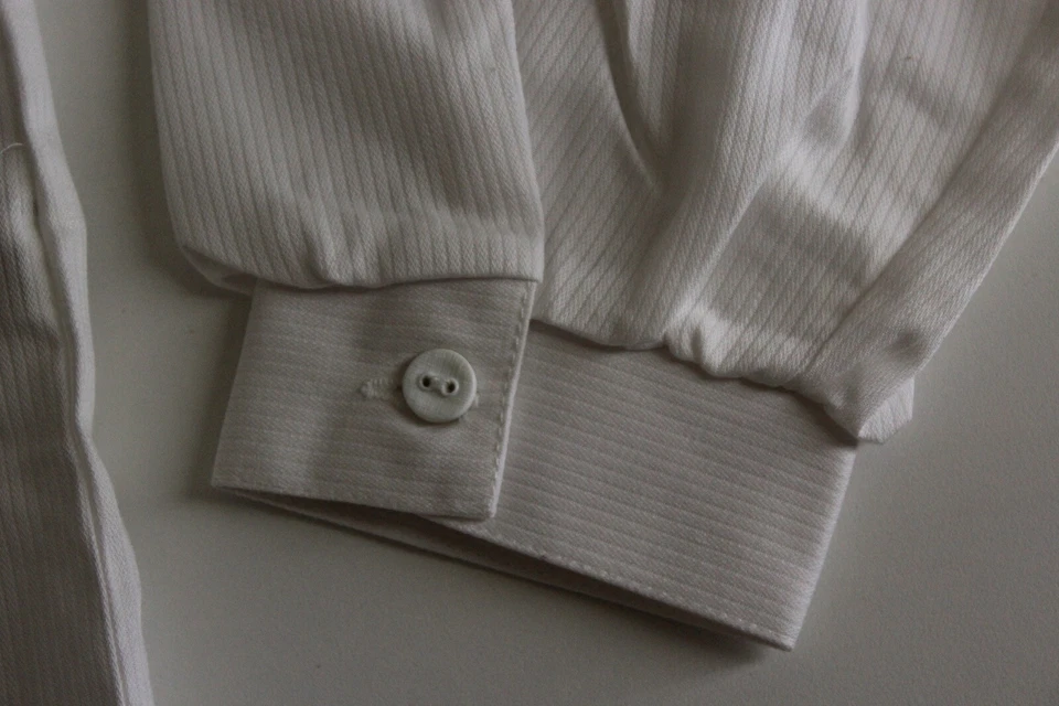 WOMEN'S David Gibson Made In England White Striped LONG SLEEVE SHIRT Small S 34B - Image 2 of 4