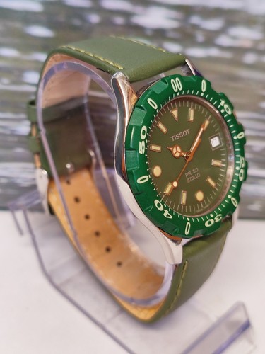 TISSOT PR 50 ATOLLO QUARTZ GREEN DIAL J185/285K SWISS MEN'S FULL WORKING VINTAGE - Picture 14 of 24